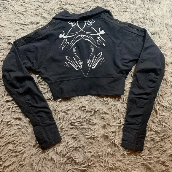 Vintage Y2K Black cropped Nike cropped zip up top sz S - Picture 2 of 14